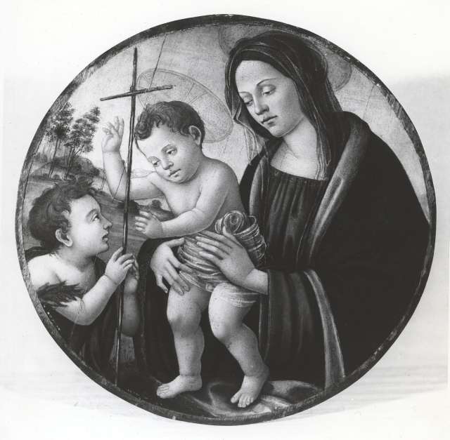 Anonimo — Bernardo di Leonardo - ambito - sec. XV/ XVI - Madonna con Bambino e san Giovannino — insieme